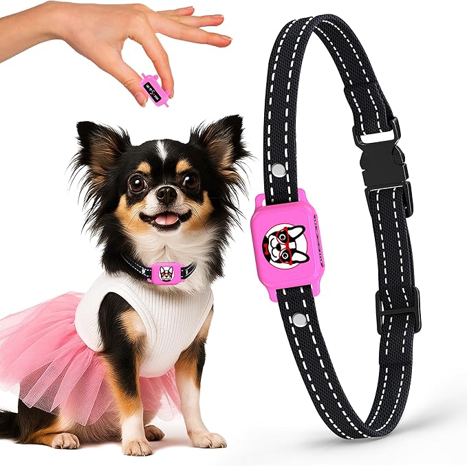 Bark Collar for Small Dogs 5-15 lbs with Magnetic Charging – No Shock, 3 Beep & Vibration Modes, 5 Sensitivity Levels – Humane Stop Anti-Barking Device – Dog Training Bark Collar (Pink)