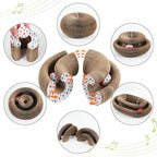 Organlada Cat Scratcher Cardboard with Bell-Ball, Foldable Slinky Cat Scratch Pad, A Magic Organ Cat Butler Toy for Cat Scratching, 1pcs