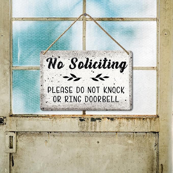 No Soliciting Sign For Home, No Soliciting Door Sign For House Please Do Not Knock Or Ring Doorbell Funny Wooden Funny Hanging Sign