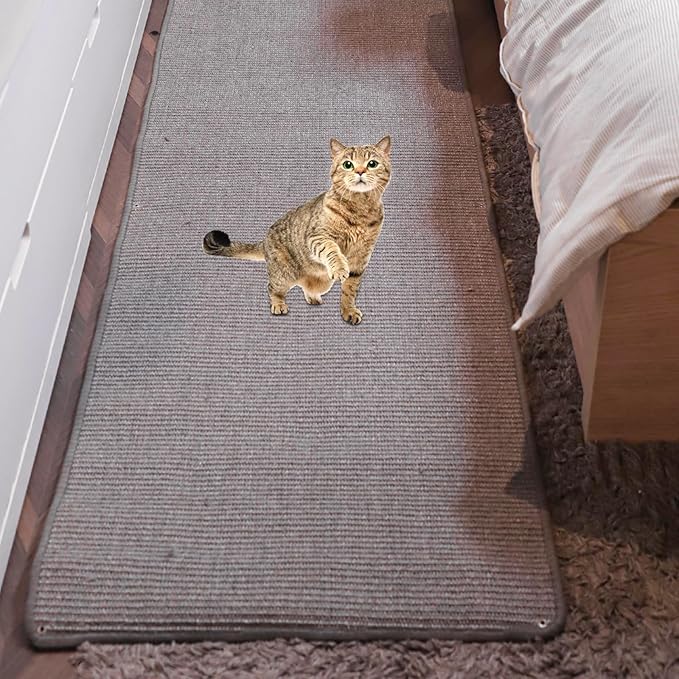 Extra Large Cat Wall Climbing Carpet, 67"X 24" Thickened &Tall Cat Scratch Pad with 8 Nails, Door Hanging Sisal Pet Scratcher Mat for Furniture Couch Sofa Protector(Grey)