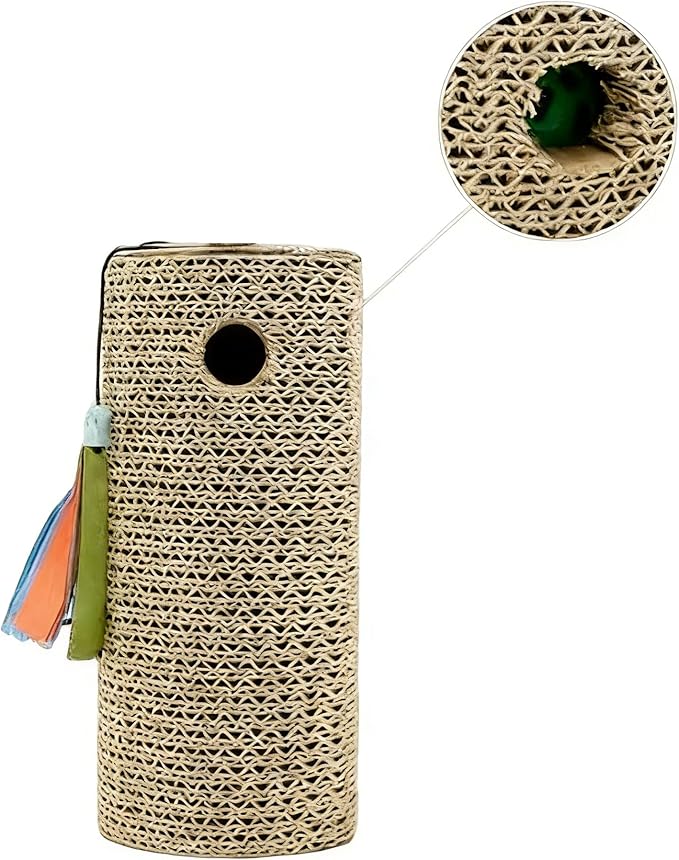 Mini Cat Scratcher & Toy - 7.87" Compact Scratching Post with Rolling Ball, Perfect for Kittens & Small Cats