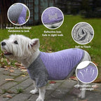 KYEESE 2Pack Dog Shirt with Sleeves, Lightweight Sun Protection Dog T Shirts for Small Dogs, Breathable Pet Tank Top Reflective Dogs Clothes for Summer Outdoor Walking, Purple+Grey, L