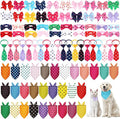 Reginary 120 Pcs Polka Dot Dog Bandanas Bulk Dog Bows Set Bow Ties Cat Scarf Colorful Washable Triangle Pet Kerchief Cute Bib for Summer Small Medium Large Pets Grooming Accessories Costume