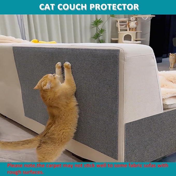 Cat Furniture Protectors from Scratching,Adhesive Cat Couch Protector,78.7x15.8Inch DIY Wall Scratcher,Couch Corner Scratcher Mat