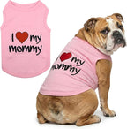 Parisian Pet Dog Shirt - 100% Cotton Shirts for Large Dogs - Pink Sleeveless Girl Pet Clothes - Lightweight Pet T Shirts - Breathable Puppy Clothes - Stretchy I Love My Mommy Dog Apparel