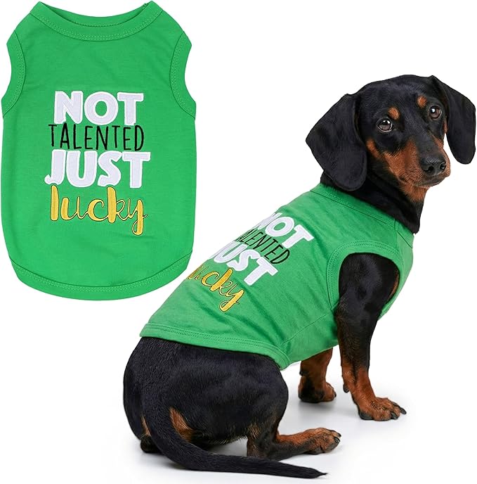 Parisian Pet Dog Shirt – 100% Cotton Green Shirts for Large Dogs – Sleeveless Puppy Vest – Lightweight and Breathable Funny Pet Apparel – St. Patrick’s Day Dog Clothes - Stretchy T Shirts for Dogs