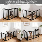 ZJSF Freestanding Dog Fence Indoor, Foldable Dog Gate for Doorways, Stairs or Hallways, Sturdy Wood Extra Wide Pet Gate with Support Feet for The House, Black, 32 "Height-3 Panels