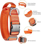 OneTigris Tough Dog Collars, Tactical Dog Collar with Handle, Milltary Adjustable Dog Collar with Heavy Duty Metal Buckle for Training (Medium(Pack of 1), Orange)