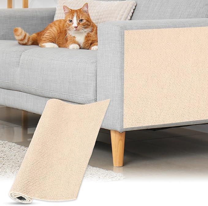 uxcell Self-Adhesive Cat Scratching Mat, 1 Roll 23.6" x 11.8" Couch Protector from Cat Claws for DIY Sofa, Wall, Doors, Cut Anti Cat Scratch Pad Carpet Mat, Khaki