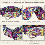 Martingale Dog Collar No-Pull Adjustable for Medium/Large Dogs - Heavy Duty 1.5" Wide Training Collar with Aztec Tribal Pattern, Durable Nylon Secure Fit (L)