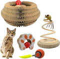 Kitty Kurlz Cat Toy - Interactive Cat Scratcher Set with Flexible Cardboard Accordion, Plush Mouse & Magic Organ Toy - 3-Pack Entertainment Bundle for Indoor Cats
