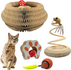 Kitty Kurlz Cat Toy - Interactive Cat Scratcher Set with Flexible Cardboard Accordion, Plush Mouse & Magic Organ Toy - 3-Pack Entertainment Bundle for Indoor Cats