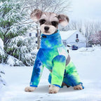 Dog Coat, Tie Dye - Blue Polar Fleece Jumpsuit for Small Medium Dogs, Winter Jacket, Reflective Onesies, Full Body Vest, Four-Legged Warm Clothes
