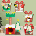 KAMABOKO Christmas Cat Tree Cat Tower with Cat Condos, 33.5" Multi-Level Top Perches, Sisal Ramp Scratching Posts, Cozy Basket, Hammocks, Large Cats Pet Activity Structure