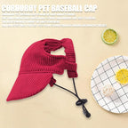 Dog Baseball Cap, Dog Cat Summer Beach Visor Hat with Ear Holes, Adjustable Puppy Sunbonnet Headdress (Red, X-Large)