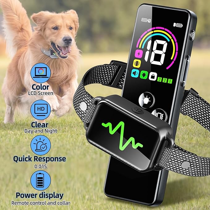 Dog Training Collar, 2 Dogs Shock Collar with Remote Control, 4 Training Modes Vibration, Beep, Shock, IP67 Waterproof Keypad Lock Rechargeable E-Collar for Small Medium Large Dogs