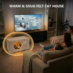 Cat House for Indoor Cats, Foldable Felt Cat Cave, Cat Hideaway, Cat Bed for Large & Multiple Cats, 23.6x15.8x11.8 inch, Cream