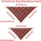 Christmas Plaid Dog Bandana–Red and Green Checked Triangle Scarf for Small Medium Large Dogs, Soft Cotton Pet Bib for Winter & New Year, Adjustable Dog Kerchief