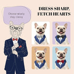 AVERYDAY Dog Tuxedo Bandana Collar for Wedding Outfit, Dog Tux Costume with Bowtie, Pet Harness with Leash Ring for Birthday Party Christmas, Formal Wear Suit and Tie for Small Medium Large Breeds