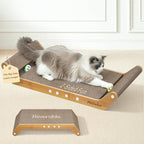 Modern Cat Scratcher Pad Cardboard for Indoor, 23.8" Scratching Lounger Board with Ball Track for Kittens & Large Cats, 3 in 1 Floor Horizontal Bed for Furniture Protection