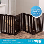 INTERNET'S BEST Dog Gate Indoor Freestanding Pet Barrier, Folding Wood Dog Fence, Extra Wide Doorway Puppy Gate, Indoor Animal Privacy Panel, Wooden Cat Fence - 4 Panel - 24", Espresso