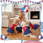 Abbylike 3 Pcs Seasonal Dog Outfits Easter Summer 4th of July Pet Costume Cotton Holiday Puppy Dress Lightweight Pet Apparel with Bowknot for Large Medium Dog Clothing, Large