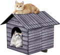 Outdoor Cat House Cat House for Outdoor and Indoor Use - Waterproof Shelter for Cats, Dogs, and Feral Animals (Grey Wood Color, Large)
