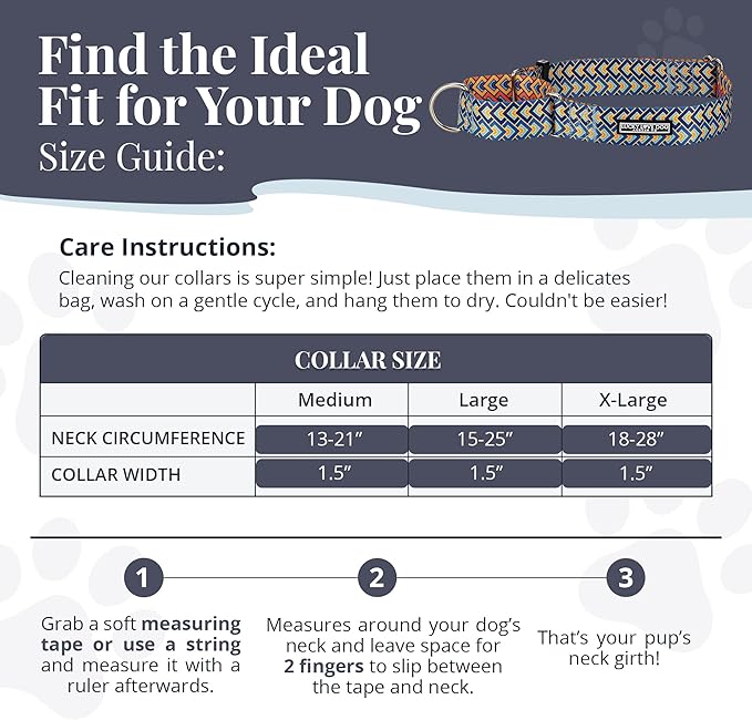 Lucky Love Dog Wide Martingale Dog Collar - No-Slip, Durable, & Soft Webbing 1.5 inch Martingale Collar for Dogs Male and Female Ideal for Training & Walking - Murphy, Medium