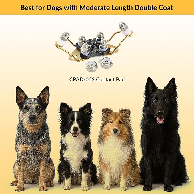 Educator CPAD-032 Winged Titanium Contact Pad for Dog Training Collars – Improves Contact & Reduces Skin Irritation – for Medium Length or Double Coat Dogs – Compatible RX-090, RX-120, RX-1000