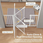 Cumbor 2 Pack 29.7-51.5" Extra Wide Baby Gate for Stairs, Easy Walk Through Dog Gates for Doorways, Pressure Mounted Pet Gate Indoor, Safety Auto-Close Child Gate for Kids with 4 Wall Cups, White