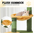 DWVO Cactus Cat Tree: 37" Tall with Self-Grooming Brush, Cute Kitten Climbing Tower for Indoor Kittens with Cat Condo, Plush Platform, Hammock, Sisal Scratching Posts, Dangling Ball