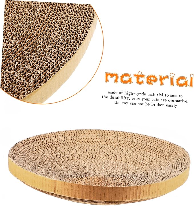 ABOOFAN Cat Scratch Board Replacement Core Round Corrugated Cardboard 14.43 Inch Durable Indoor Floor Cat Scratch Pad Refill for Kitten Play and Rest