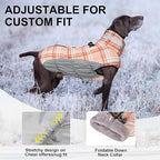 BEAUTYZOO Dog Winter Coat with Harness Built in, Reflective Plaid Puffer Vest Waterproof for Small Dogs, Fleece Warm Puppy Zipped Jacket with D Ring, Pet Cold Weather Sweater Clothes, Brown S