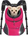 YUDODO 4-8lbs Dog Front Carrier Backpack, Adjustable Breathable Pet Carrier for Small Dogs, Ventilated Puppy Back Pack with Safety Belt, Lightweight Doggy Backpack for Hiking Outdoor (Rose, M)