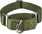 Mikivery Martingale Dog Collar Nylon Adjustable and Safety Training Colourful Comfortable Metal Buckle Pet Collars for Small Medium and Large Dogs(Military Green,M)