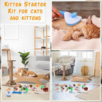 25 Pcs Kitten Starter Kit for Indoor Cats Include Cat Scratching Post, Sisal Scratcher Bed, Brushes, Nail Clipper, Balls for Indoor Kittens Supplies Accessories Welcome Gift