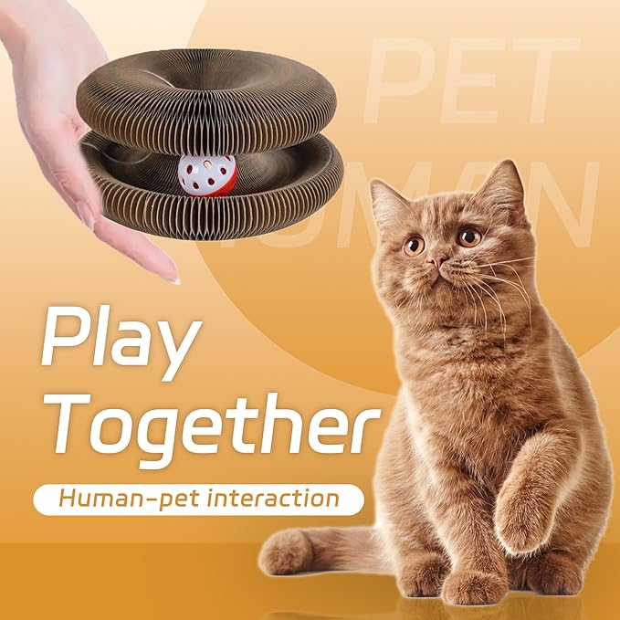 2Pcs Kitty Kurlz Cat Toys,Magic Organ Cat Scratching Board Toy for Indoor Cats, Twisty Paws Cat Toys, Foldable Accordion Honeycomb Kitten Kurlz Cat Scratcher with Ball