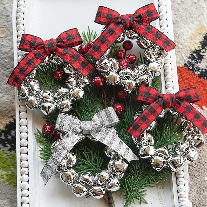 BigOtters 50 Pcs Jingle Bells for Crafting, 1 Inch Craft Bells Bulk for DIY, Home Christmas Decoration, Silver