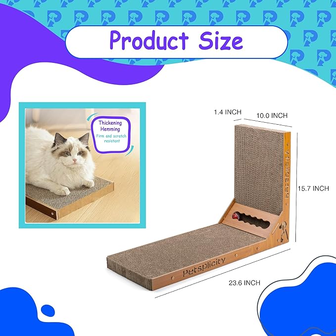 L Shape Cat Scratch Large Pad Wall Mounted - Durable Cardboard Scratcher for Indoor Cats, Space-Saving Design, Protects Furniture, Vertical & Horizontal Use, Catnip Included, Eco-Friendly
