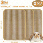 Rabbit Scratching Pad, Sisal Scratching Pad for Bunny, Guinea Pig, Cat. Resting Mats for Cages, Forage Grass Mat Indoor Essentials Accessories (3PCS)