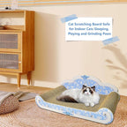 Luxury Cardboard Cat Scratcher Sofa Bed, Couch Shaped Cat Scratching Board, Cat Scratch Lounge with Catnip, Cat Scratcher for Indoor Cats(Floral)