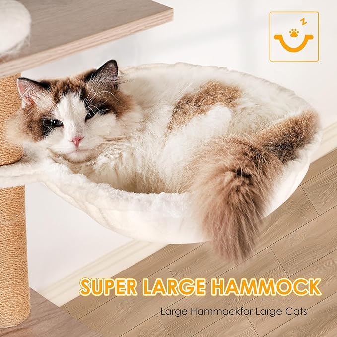 Modern Cat Tree with Litter Box Enclosure Multi-Level Cat Condo with Scratching Posts, Feeding Bowl, Pompom Toys & Odor Control, Gray