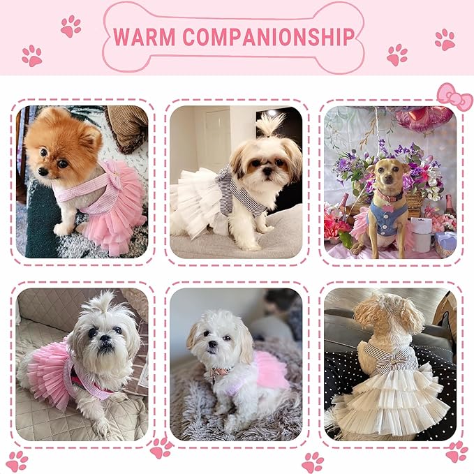 Dog Dresses, Fashion Pet Dog Clothes, Striped Mesh Puppy Dogs Princess Dresses (Pink/Blue/Denim(3pack), XX-Large)