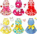 Frienda 6 Pieces Bowknot Princes Puppy Dog Dress Floral Vest Skirt Summer Pet Dress Dog Cute Rosette Sundress Apparel for Puppy Cat Pet(S)