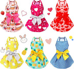 Frienda 6 Pieces Bowknot Princes Puppy Dog Dress Floral Vest Skirt Summer Pet Dress Dog Cute Rosette Sundress Apparel for Puppy Cat Pet(S)