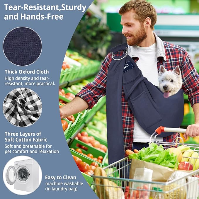 CUBY Dog and Cat Sling Carrier - Hands Free Reversible Pet Papoose Bag - Soft Pouch and Tote Design - Suitable for Puppy, Small Dogs Cats Outdoor