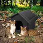 2Pcs Black Cat Houses for Outdoor Stray Cats Shelter Weatherproof Outdoor Cat House Indoor Foldable Warm Pet Cave for Feral Cat Dog Winter Wild Animal