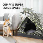 GDanes Camouflage Dog Tent House - Portable Indoor/Outdoor Dog Bed with Soft Pad for Large Dogs, 42 x 42 x 32 Inches