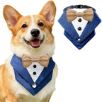 AVERYDAY Dog Tuxedo Bandana Collar for Wedding Outfit, Dog Tux Costume with Bowtie, Pet Harness with Leash Ring for Birthday Party Christmas, Formal Wear Suit and Tie for Small Medium Large Breeds