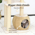KAMABOKO Modern Cat Tree, 53" Tall Cat Trees for Indoor Cats w/Natural Sisal Scratching Posts, Hand-Woven Condo & Top Perch, Cat Tree for Kittens Climb Play & Rest
